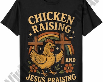 Élevage de poulet et louange de Jésus png, Christian Chicken Farmer png, Christian Farming png, Sublimation de poulet vintage, Amateur de poulet png thumbnail