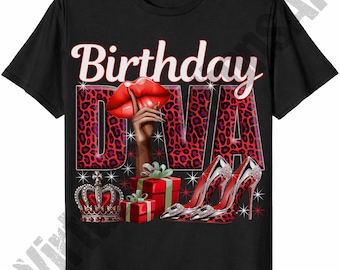 Birthday Diva Png, Birthday Queen Sublimation, Birthday Girl png, Red leopard png, Its My Birthday PNG, Glamorous Birthday png