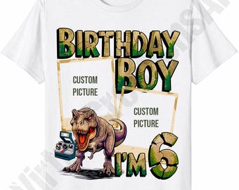 Customizable Dinosaur Birthday Boy PNG, 6 Year Old, 6th Birthday PNG Sublimation Design, T-Rex Birthday png, 6th Birthday Card png