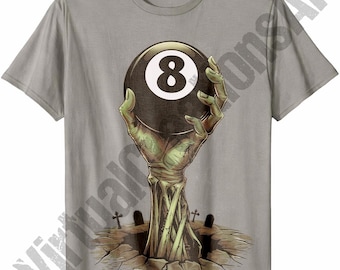 8 Ball Zombie Hand PNG , Spooky 8 Ball Pool PNG Sublimation Design, Zombie American Pool Player png High Quality