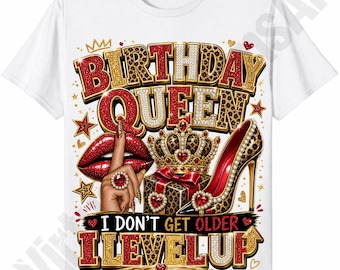 Birthday Queen I Don't Get Older I Level Up Png, Leopard Birthday Sublimation, Birthday Girl png, Birthday Diva png, Its My Birthday PNG