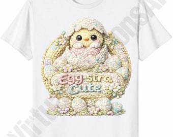 Egg-stra Cute Chick PNG | Crochet Easter T-Shirt Design