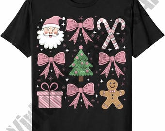 Coquette Bow PNG, Coquette Pink Bow Png, Pink Coquette Bow Png, Pink Christmas Png, Santa Png, GingerBread Man Png, Christmas Tree Png