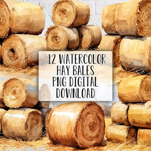 12 Watercolor Hay Bale Clipart - Printable Art for Crafts, Scrapbooking, and More! Bales Of Hay Clipart
