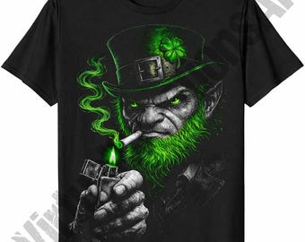 Smoking Leprechaun PNG • St Patrick’s Day T-Shirt Design • Irish Clipart (DIGITAL DOWNLAOD)