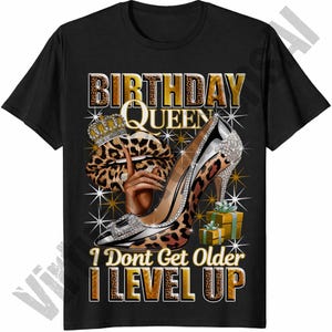 Birthday Queen I Don't Get Older I Level Up Png, Leopard Birthday Sublimation, Birthday Girl png, Birthday Diva png, Its My Birthday PNG