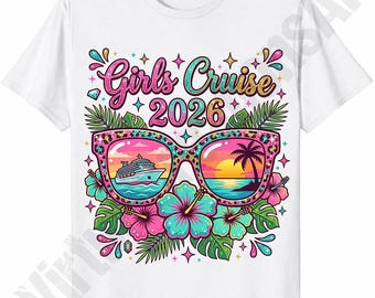 Girls Cruise 2026 PNG – Tropical Sunglasses Digital Download