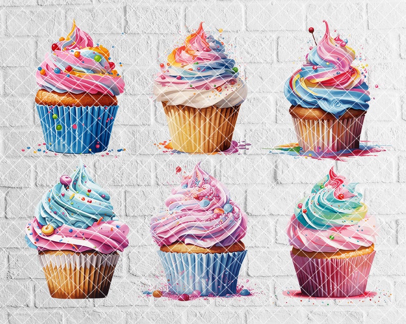 12 Cupcake Clipart - Printable Art for Crafts, Scrapbooking, and More ...
