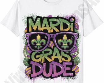 Descarga digital de gráficos PNG de Mardi Gras Dude, PNG de feliz Mardi Gras, gráfico de camiseta de grafiti de Mardi Gras, gafas de Mardi Gras PNG