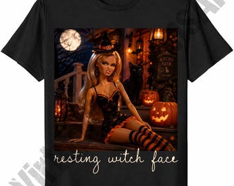 Rustend heksengezicht png – walgelijk poppengezicht sublimatieontwerp, sarcastische halloween png