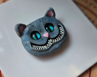 Handmade needle / cover minder - cat with glow in the dark teeth