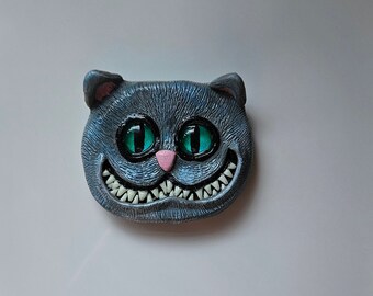 Handmade needle / cover minder - cat with glow in the dark teeth