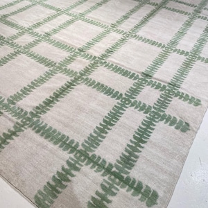 Green Turkish Oushak rug style Hand Knotted Rug 4x6, 5x8, 6x9, 8x10, 9x12, 10x14 ft Handmade Rugs for Living Room Antique Contemporary rug