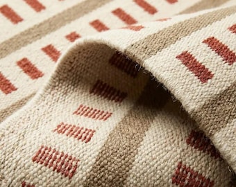 Tapis Kilim en laine tissé à la main – Beige rouille géométrique bohème à tissage plat