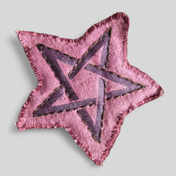 Unique Handmade Fabric Brooch. Pink Pentagram Pin. Star Jewelry. Handcrafted Unisex Gift