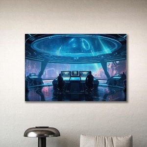 Spaceship Cockpit, Modern Art, Wall Decor Canvas, Galaxy, Mystic Galactic Art