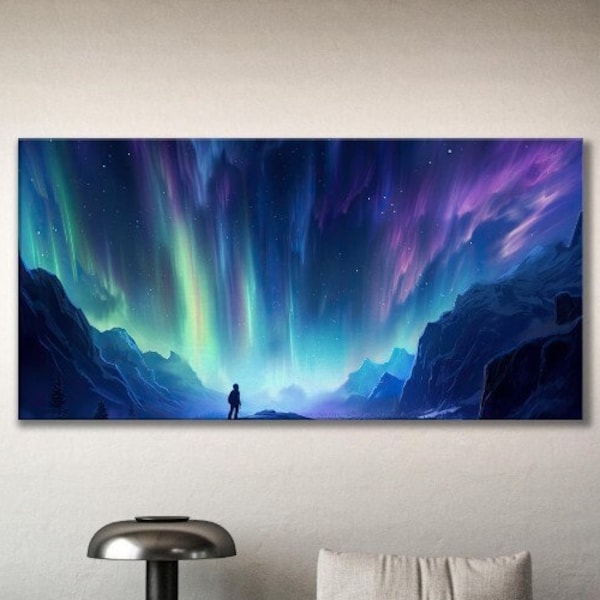 Aurora Borealis Wall Art 3, Aurora Polaris Wall Decor, Northern Lights Canvas