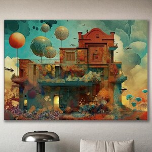 Surreal House 3, Surrealism Canvas Print, Surrealism Print Art, Surreal Wall Decor, Canvas Print