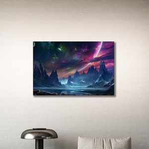 Alien Planet 6, Modern Art, Wand Dekor Leinwand, Fantasy, Mystic Landscape Art