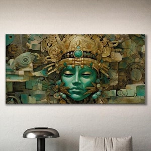 Mayan Wall Art 3, Digital Print, Mayan Art, Living Wall Art, Mayan Mask