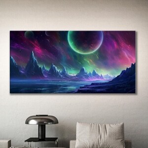 Alien Planet 2, Modern Art, Wall Decor Canvas, Fantasy, Mystic Landscape Art