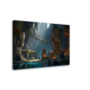 Lost Cultures 3, Modern Art, Wall Decor Canvas, Fantasy, Mystic Monuments, Tomb Raider, Epic Monuments