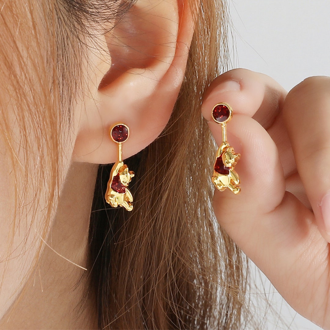 Winnie the Pooh Earrings Minimalist Jewellery Disney Earring - Etsy UK