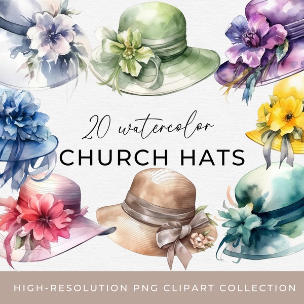 Church Hat Clip Art Watercolor Derby Hats & Fascinators Clipart Fashion Image Bundle Transparent PNG Clip Art Commercial Use Images