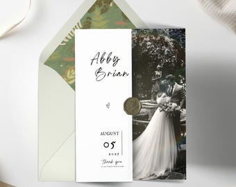Trifold Wedding Invitation Template – Minimalist Gatefold Wedding Invite with QR Code, Editable Canva Invitation Suite