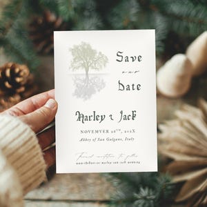 Eiche Save the Date Karte | Rustikale Hochzeitseinladung | Bearbeitbare Canva Vorlage | 5x7 Verlobungskarte | Wald Hochzeit Dekor