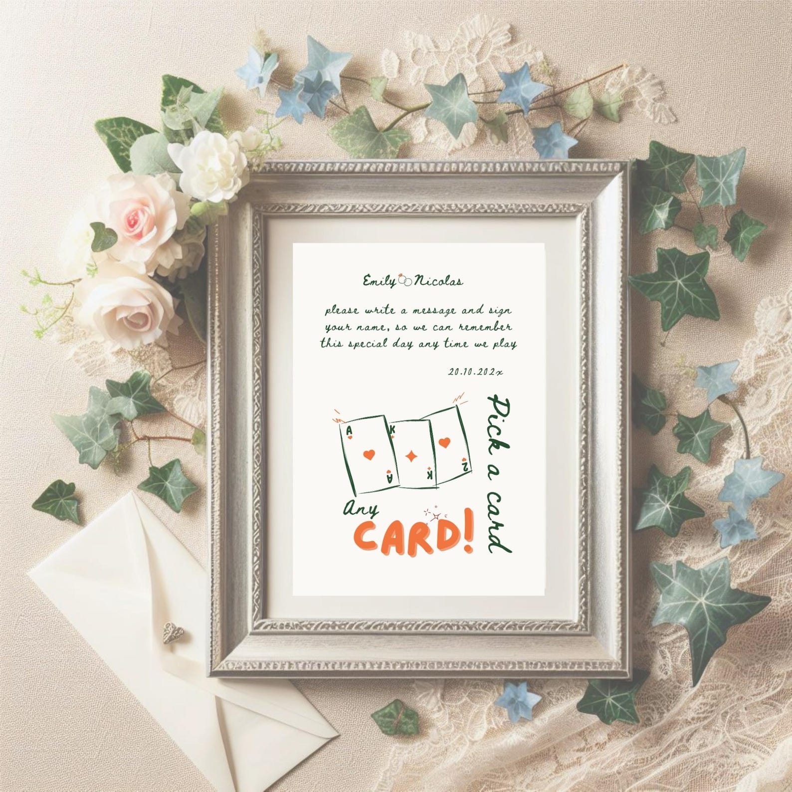 Pick a Card Wedding Guest Book Sign | Custom 54-card Playing Card Deck ...