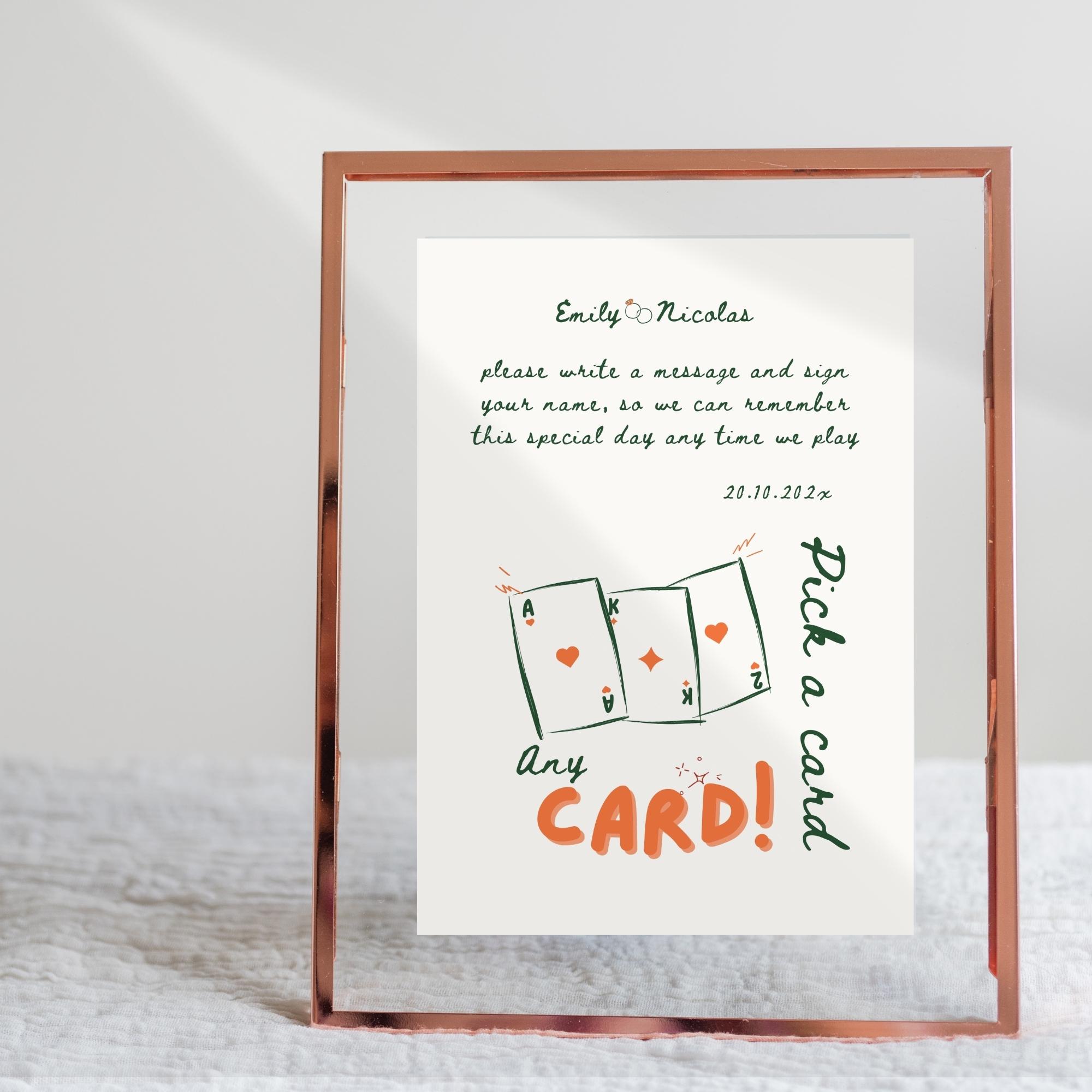 Pick a Card Wedding Guest Book Sign | Custom 54-card Playing Card Deck ...