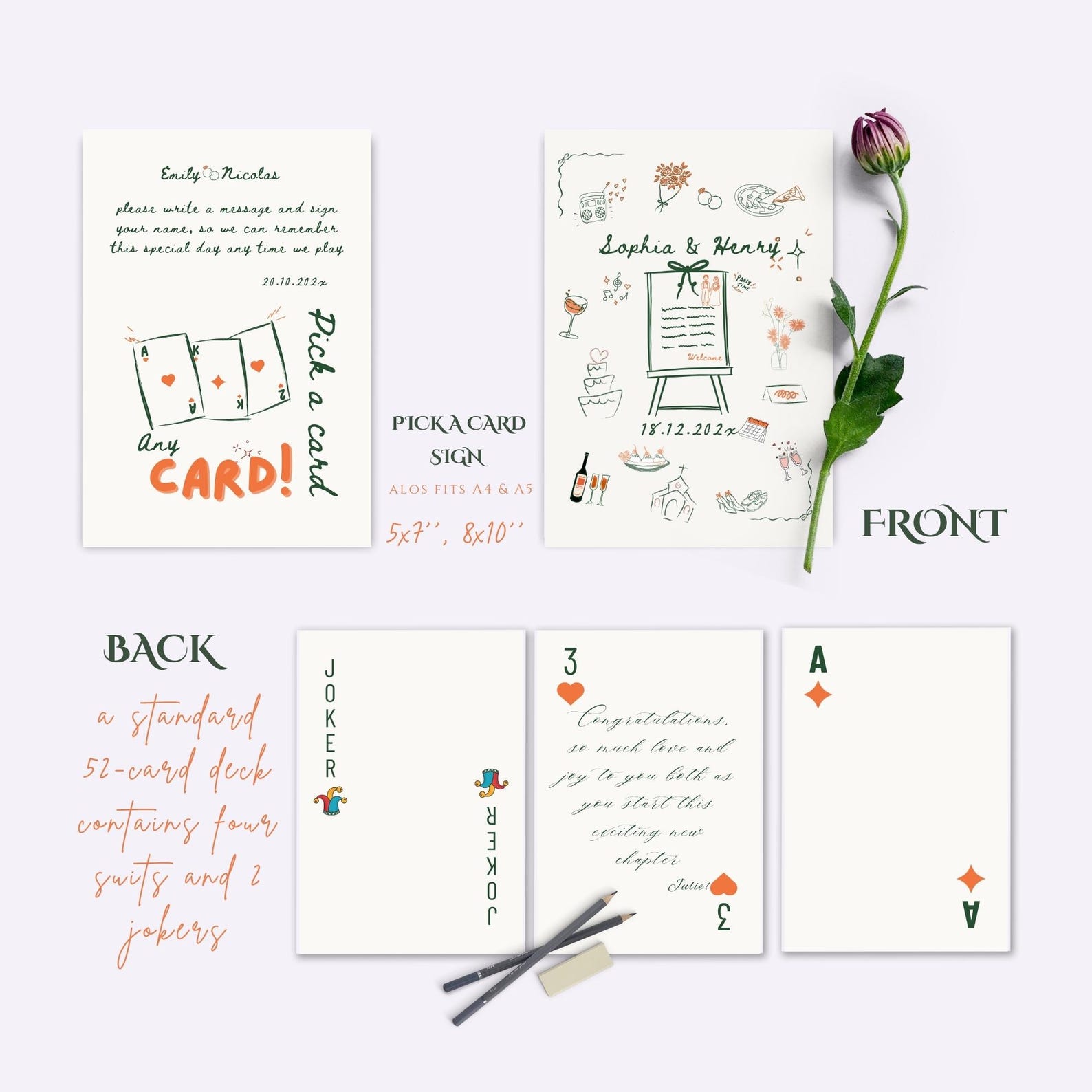 Pick a Card Wedding Guest Book Sign | Custom 54-card Playing Card Deck ...