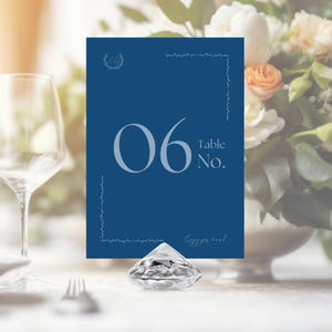Monogram Light Blue Wedding Table Number Sign (Digital Download)