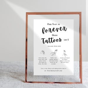 Temporary Tattoo Station Sign: Wedding Table Decor (Digital Download, 5x7 & 8x10&quot;)