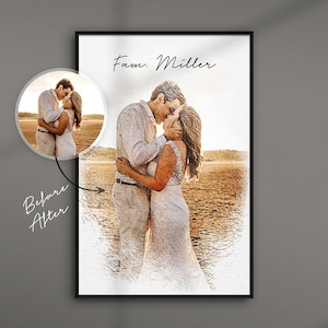 Hochzeit Portrait vom Foto als Kunstdruck | personalisiertes Geschenk | Hochzeit Zeichnung | ArtGraphit No. 1 | Bunt Gemälde