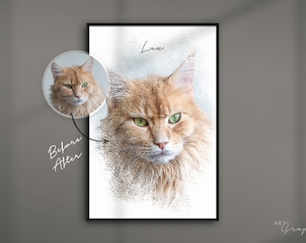 Cat portrait from photo as art print | Colored pencil drawing | personalized gift | animal drawing | ArtGraphite No. 1 | Color