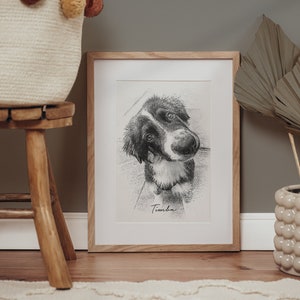 Bleistift Hunde Portrait vom Foto als Kunstdruck personalisiertes Geschenk Tier Zeichnung ArtGraphit No. 1 schwarz/weiß Gemälde Bild 9