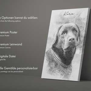 Bleistift Hunde Portrait vom Foto als Kunstdruck personalisiertes Geschenk Tier Zeichnung ArtGraphit No. 1 schwarz/weiß Gemälde Bild 2