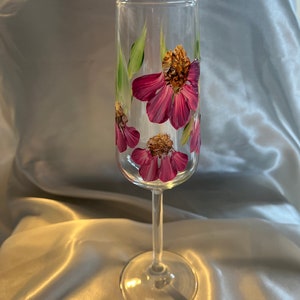 Prosecco glass hand painted with Echinacea flowers