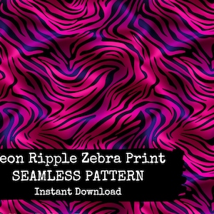 Neon Ripple Seamless Pattern File -  Hot Pink Zebra Print Digital Paper for Instant Download - Commercial Use Permitted - Sublimation, PoD