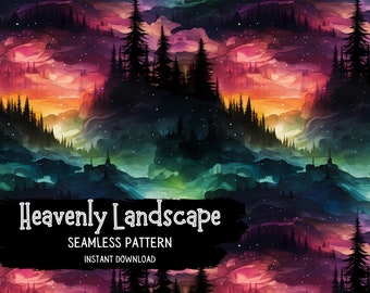 Northern Lights Seamless Digital Paper for Instant Download - Commercial Use Permitted