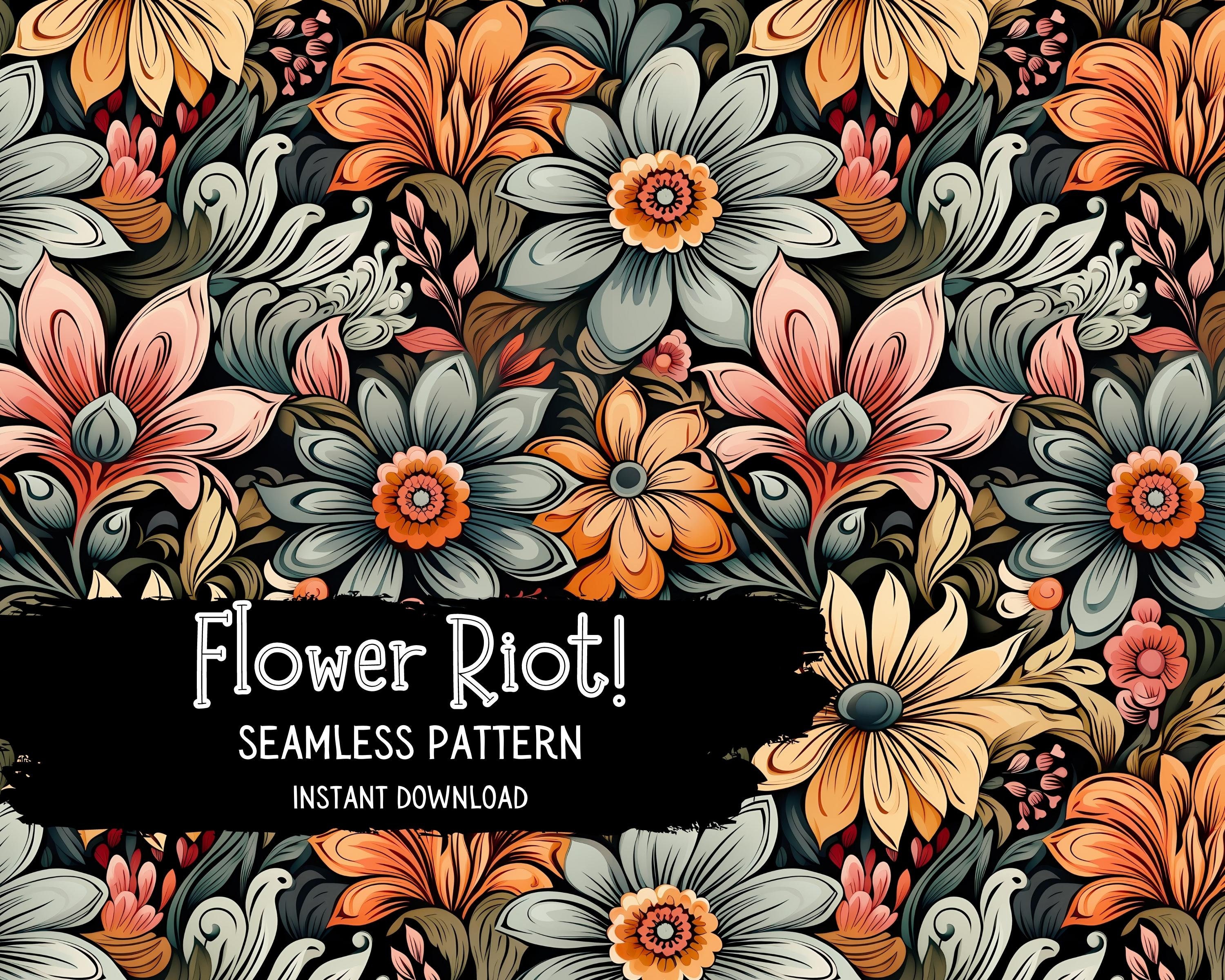 Dark Floral Seamless Digital Paper- Watercolor Flowers Seamless Pattern ...