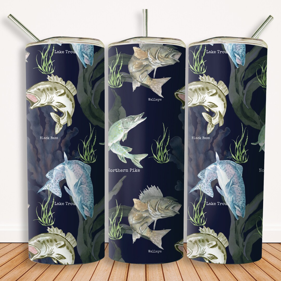 Fishing Tumbler Wrap PNG for 20 Oz Skinny - Fisherman Sublimation File ...