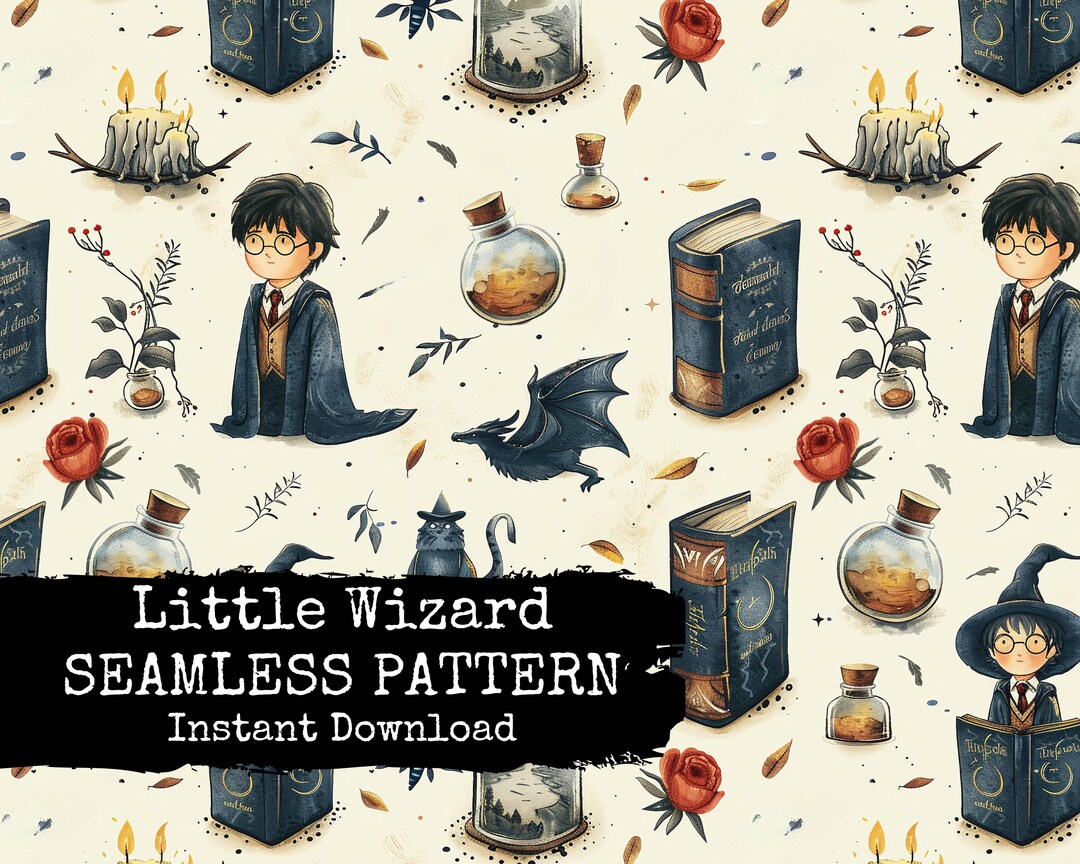Wizard Magic Digital Seamless Design Print for Instant Download - Cute ...