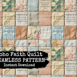 Christian Boho Vintage Seamless Pattern - Faith in Jesus Digital Repeating Pattern Paper for Instant Download - Commercial Use Permitted