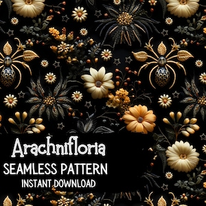 Dark Floral Cottagecore Seamless File - Dark Botanicals Embroidery Digital Paper - Instant Download - Unrestricted Commercial Use Permitted