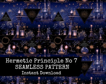 Kybalion All Over Print Digital Design - Hermetic Principle 7 Seamless Pattern File - Alchemy & Witchcraft Instant Download - Commercial Use