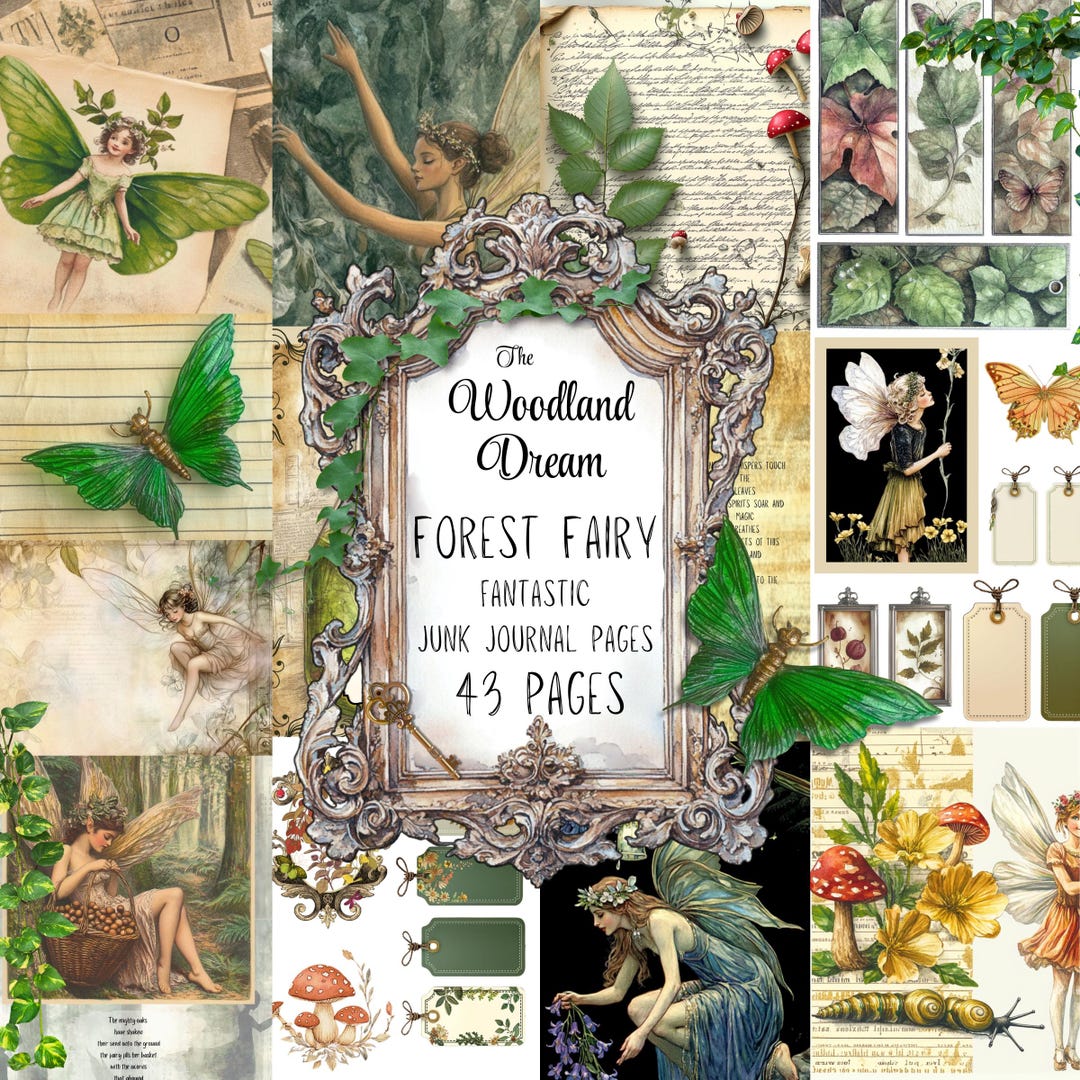 Vintage Fairy Forest Ephemera Junk Journal Printable Pages - Woodland ...
