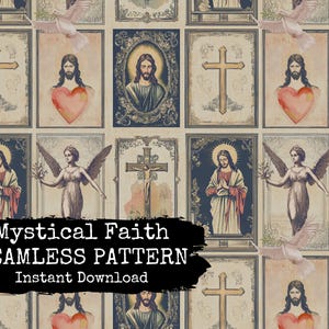 Religious Seamless Print Instant Download - Christian Mysticism Digital Repeating Pattern and Surface Design - Instant DL - Commercial Use